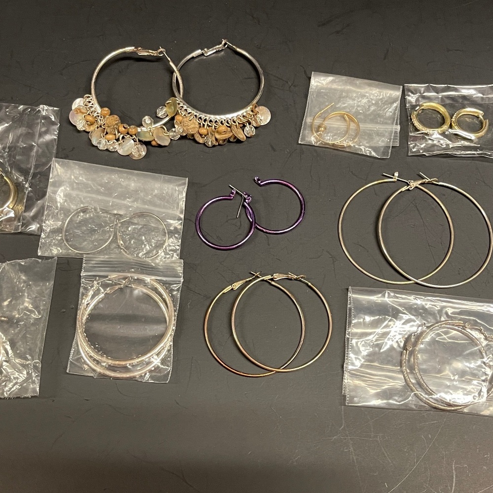 11 Sets of Vintage to Modern Hoop Earrings Pierced Ears